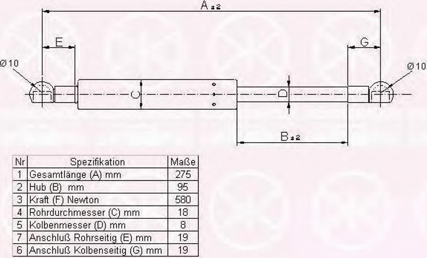 Klokkerholm 00167100 - Газовая пружина, упор autospares.lv