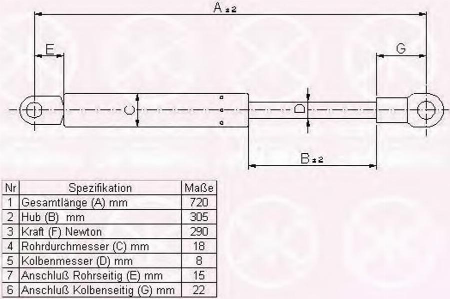 Klokkerholm 00182800 - Газовая пружина, капот autospares.lv