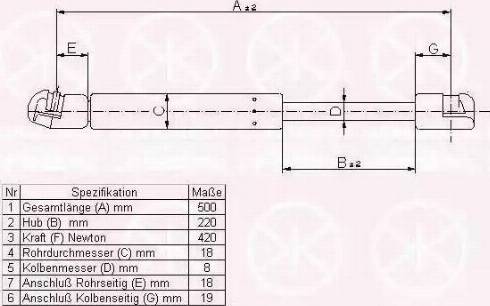 Klokkerholm 00187120 - Газовая пружина, упор autospares.lv