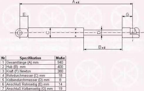 Klokkerholm 00132800 - Газовая пружина, капот autospares.lv