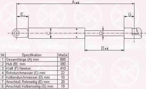 Klokkerholm 00122800 - Газовая пружина, капот autospares.lv