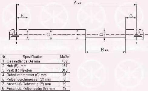 Klokkerholm 00357100 - Газовая пружина, упор autospares.lv