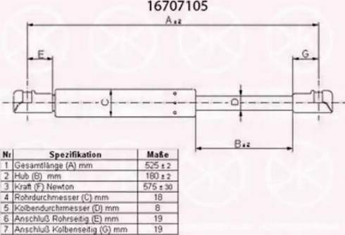 Klokkerholm 16707105 - Газовая пружина, упор autospares.lv