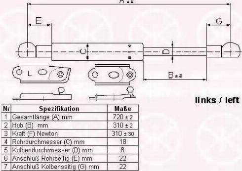 Klokkerholm 81147121 - Газовая пружина, упор autospares.lv