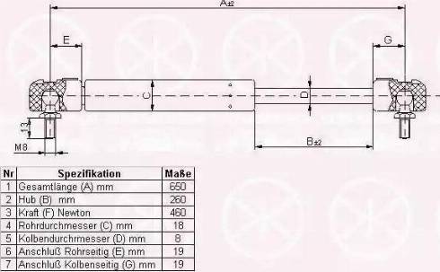 Klokkerholm 37247100 - Газовая пружина, упор autospares.lv