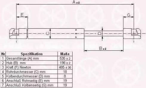 Klokkerholm 25557100 - Газовая пружина, упор autospares.lv