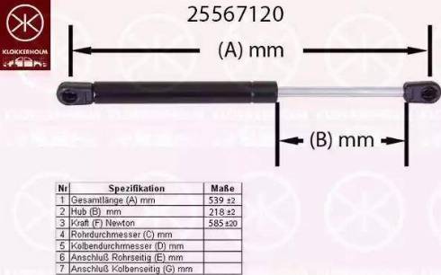 Klokkerholm 25567120 - Газовая пружина, упор autospares.lv