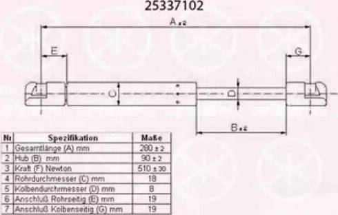 Klokkerholm 25337102 - Газовая пружина, упор autospares.lv