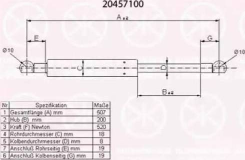 Klokkerholm 20457100 - Газовая пружина, упор autospares.lv