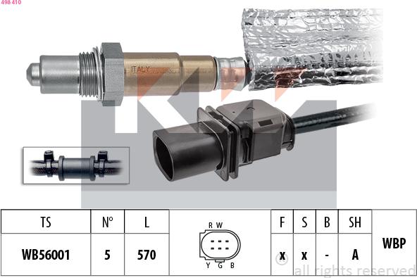 KW 498 410 - Лямбда-зонд, датчик кислорода autospares.lv