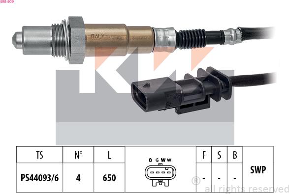 KW 498 509 - Лямбда-зонд, датчик кислорода autospares.lv