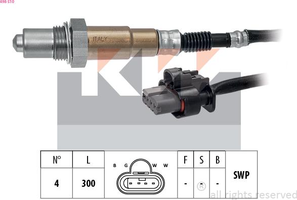 KW 498 510 - Лямбда-зонд, датчик кислорода autospares.lv