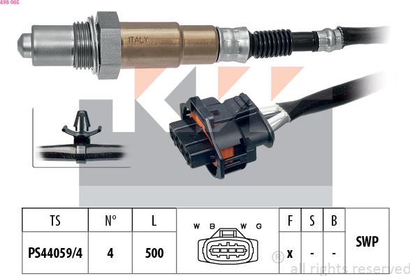 KW 498 065 - Лямбда-зонд, датчик кислорода autospares.lv