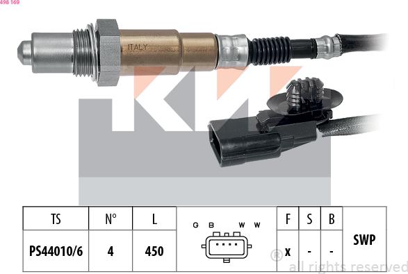 KW 498 169 - Лямбда-зонд, датчик кислорода autospares.lv