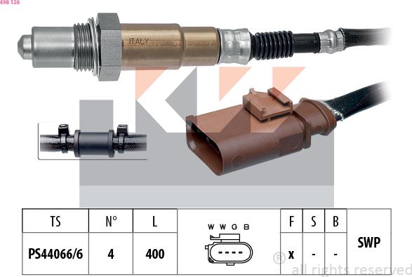 KW 498 126 - Лямбда-зонд, датчик кислорода autospares.lv