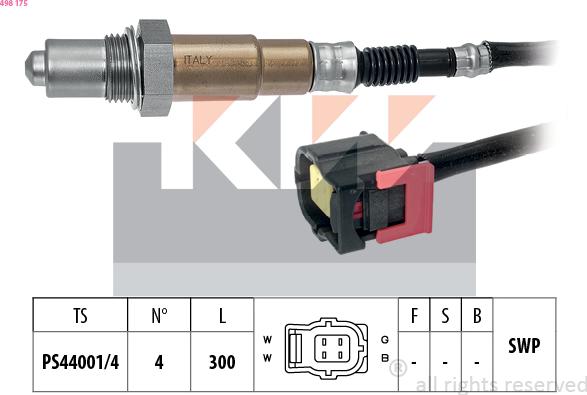 KW 498 175 - Лямбда-зонд, датчик кислорода autospares.lv