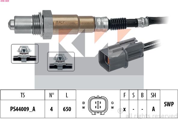 KW 498 369 - Лямбда-зонд, датчик кислорода autospares.lv