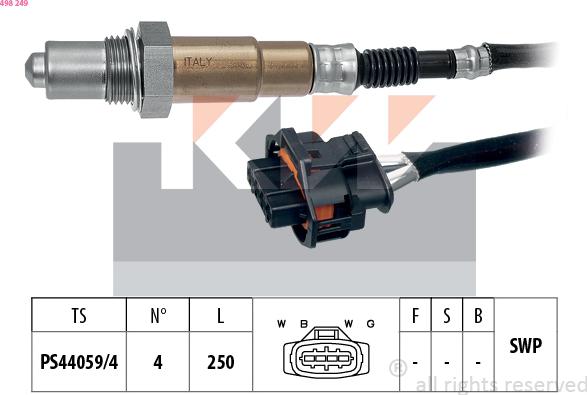 KW 498 249 - Лямбда-зонд, датчик кислорода autospares.lv