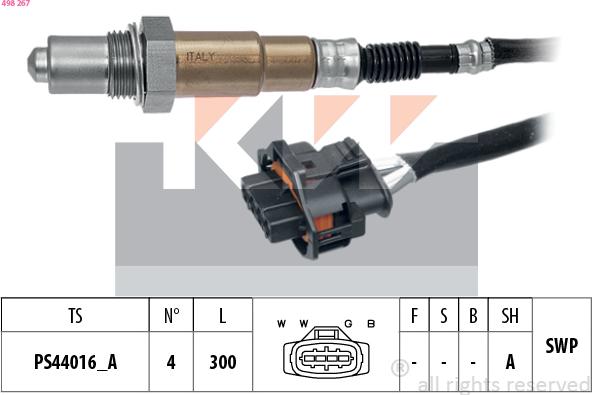 KW 498 267 - Лямбда-зонд, датчик кислорода autospares.lv