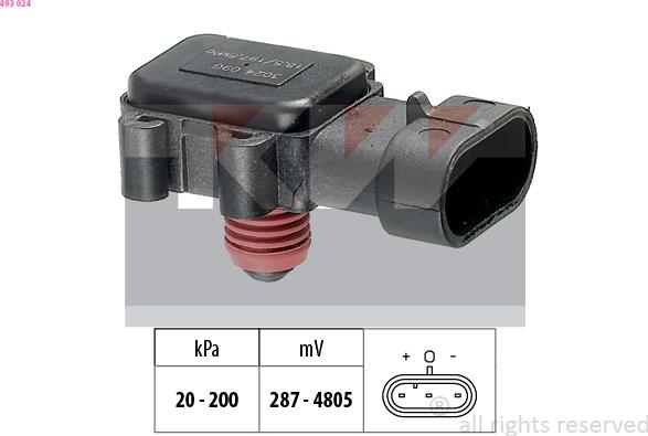 KW 493 024 - Датчик давления воздуха, высотный корректор autospares.lv