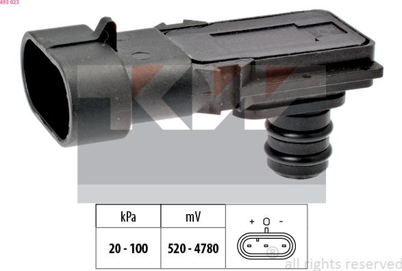 KW 493 023 - Датчик давления воздуха, высотный корректор autospares.lv