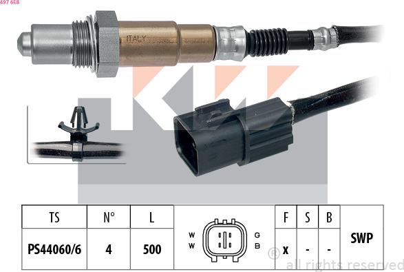 KW 497 658 - Лямбда-зонд, датчик кислорода autospares.lv