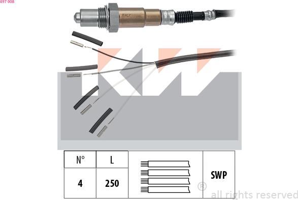 KW 497 008 - Лямбда-зонд, датчик кислорода autospares.lv