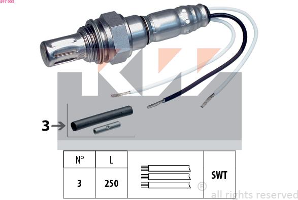 KW 497 003 - Лямбда-зонд, датчик кислорода autospares.lv