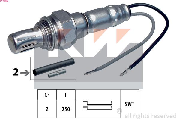 KW 497 002 - Лямбда-зонд, датчик кислорода autospares.lv