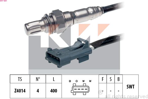 KW 497 081 - Лямбда-зонд, датчик кислорода autospares.lv