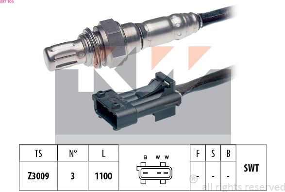 KW 497 106 - Лямбда-зонд, датчик кислорода autospares.lv