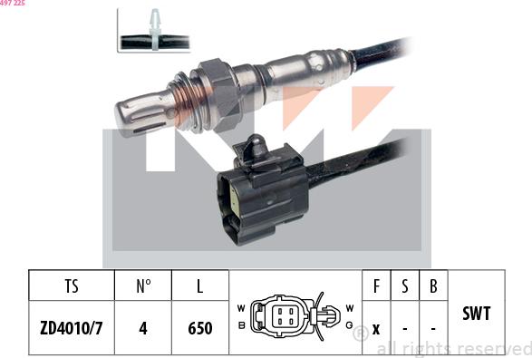 KW 497 225 - Лямбда-зонд, датчик кислорода autospares.lv