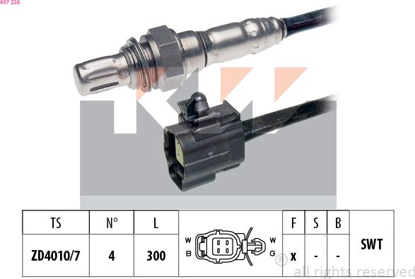 KW 497 228 - Лямбда-зонд, датчик кислорода autospares.lv