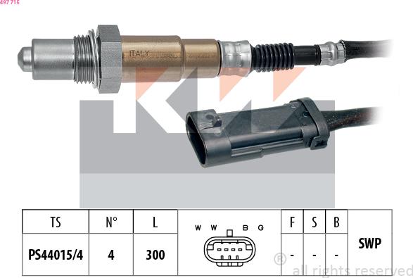 KW 497 715 - Лямбда-зонд, датчик кислорода autospares.lv