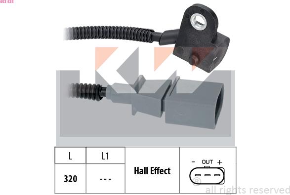 KW 453 535 - Датчик, положение распределительного вала autospares.lv