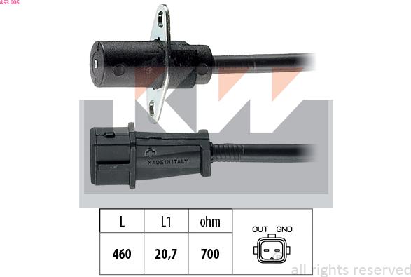 KW 453 005 - Датчик импульсов, коленвал autospares.lv