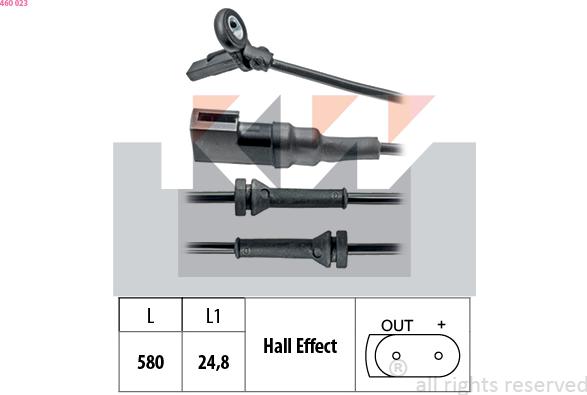 KW 460 023 - Датчик ABS, частота вращения колеса autospares.lv