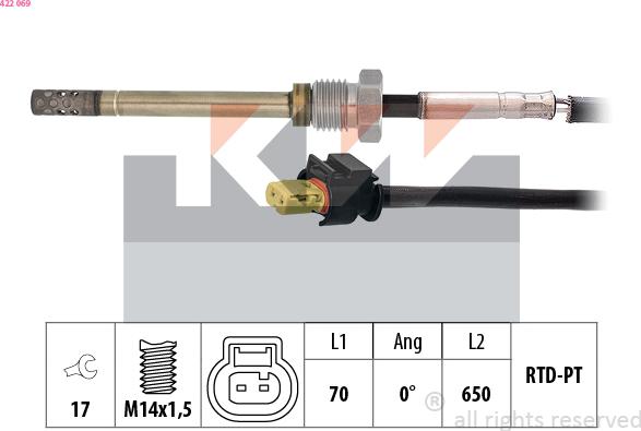 KW 422 069 - Датчик, температура выхлопных газов autospares.lv