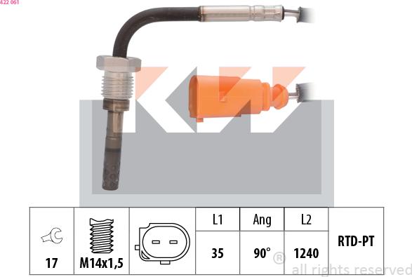 KW 422 061 - Датчик, температура выхлопных газов autospares.lv