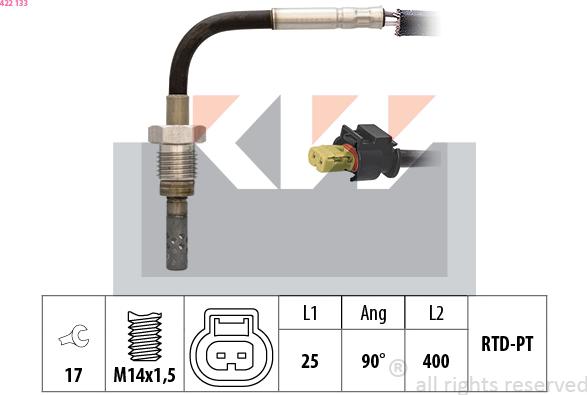 KW 422 133 - Датчик, температура выхлопных газов autospares.lv