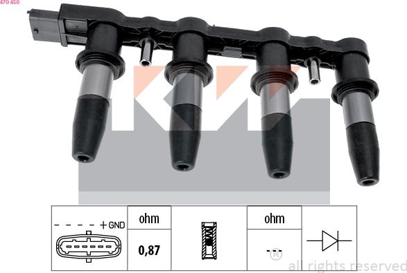 KW 470 450 - Катушка зажигания autospares.lv