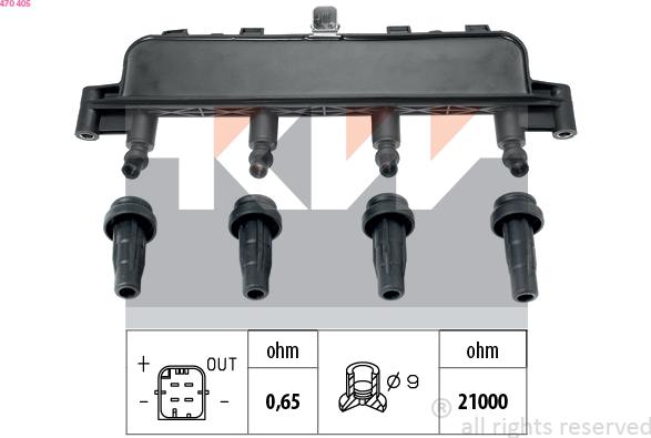 KW 470 405 - Катушка зажигания autospares.lv