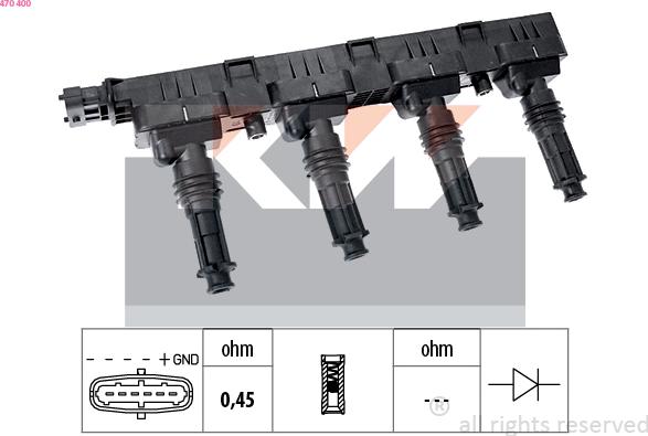 KW 470 400 - Катушка зажигания autospares.lv