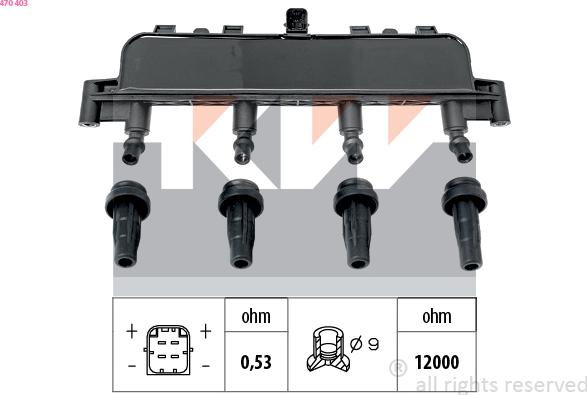 KW 470 403 - Катушка зажигания autospares.lv