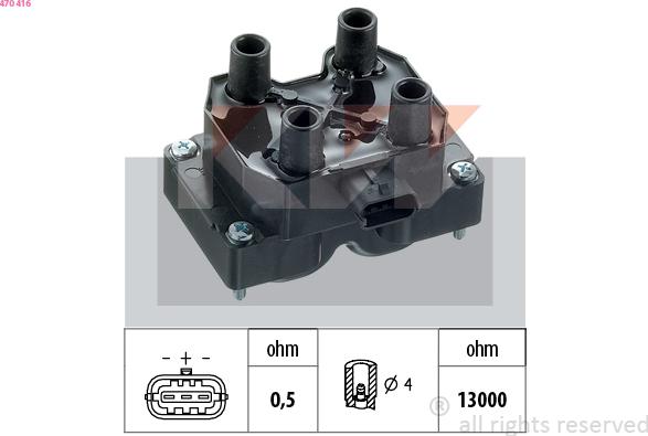 KW 470 416 - Катушка зажигания autospares.lv