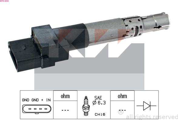 KW 470 434 - Катушка зажигания autospares.lv