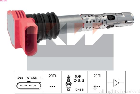 KW 470 436 - Катушка зажигания autospares.lv