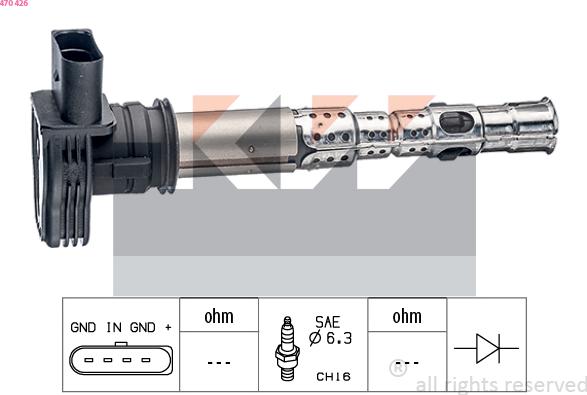 KW 470 426 - Катушка зажигания autospares.lv