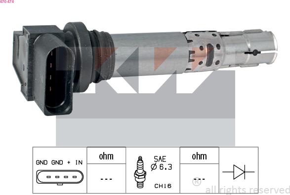 KW 470 474 - Катушка зажигания autospares.lv