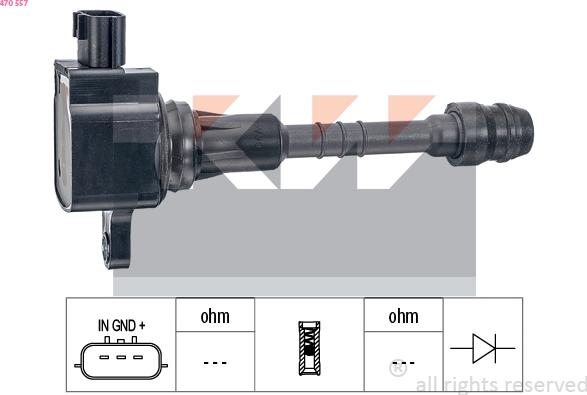 KW 470 557 - Катушка зажигания autospares.lv